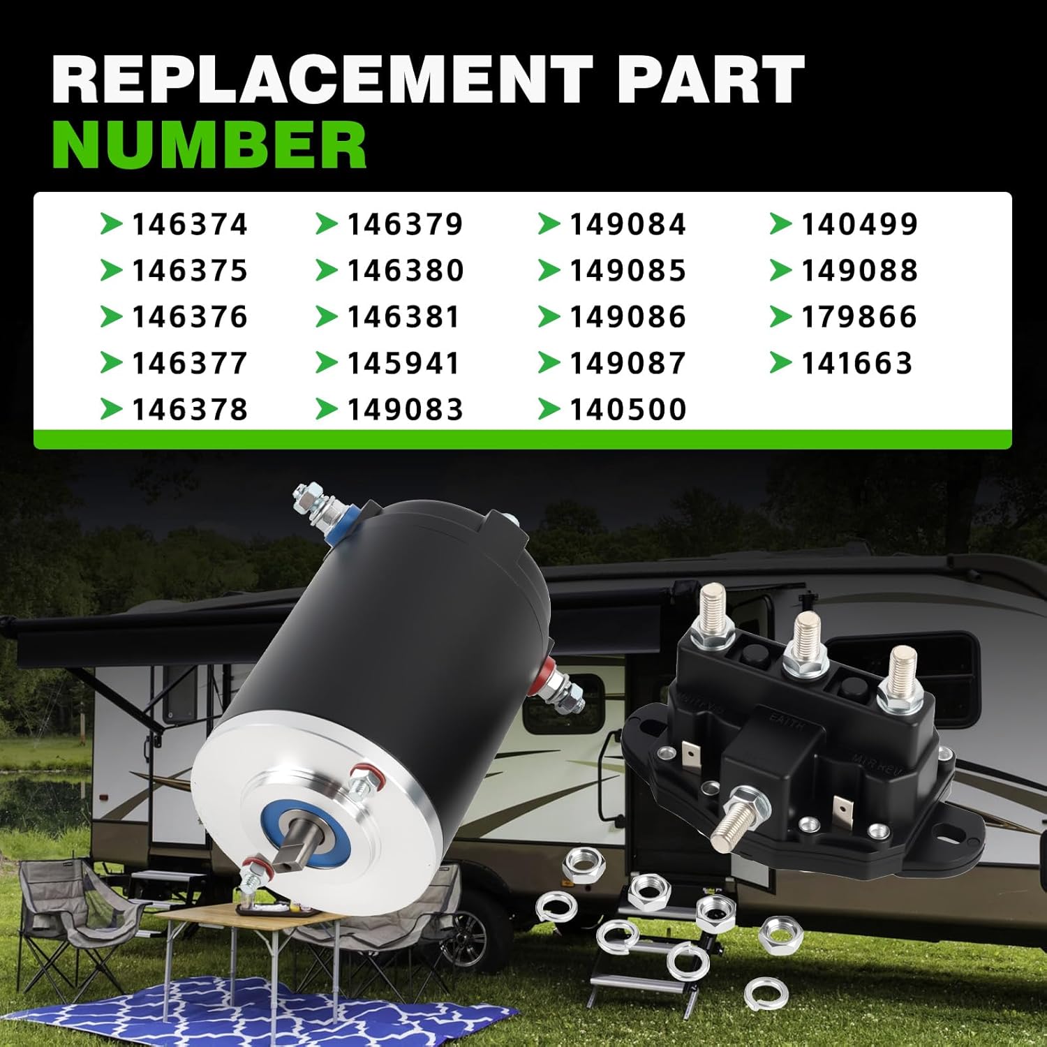 167576 Hydraulic Slide Out Pump Motor 12V Compatible with Lippert Components Leveling System 146374 146375 414018 15167576 045-167567