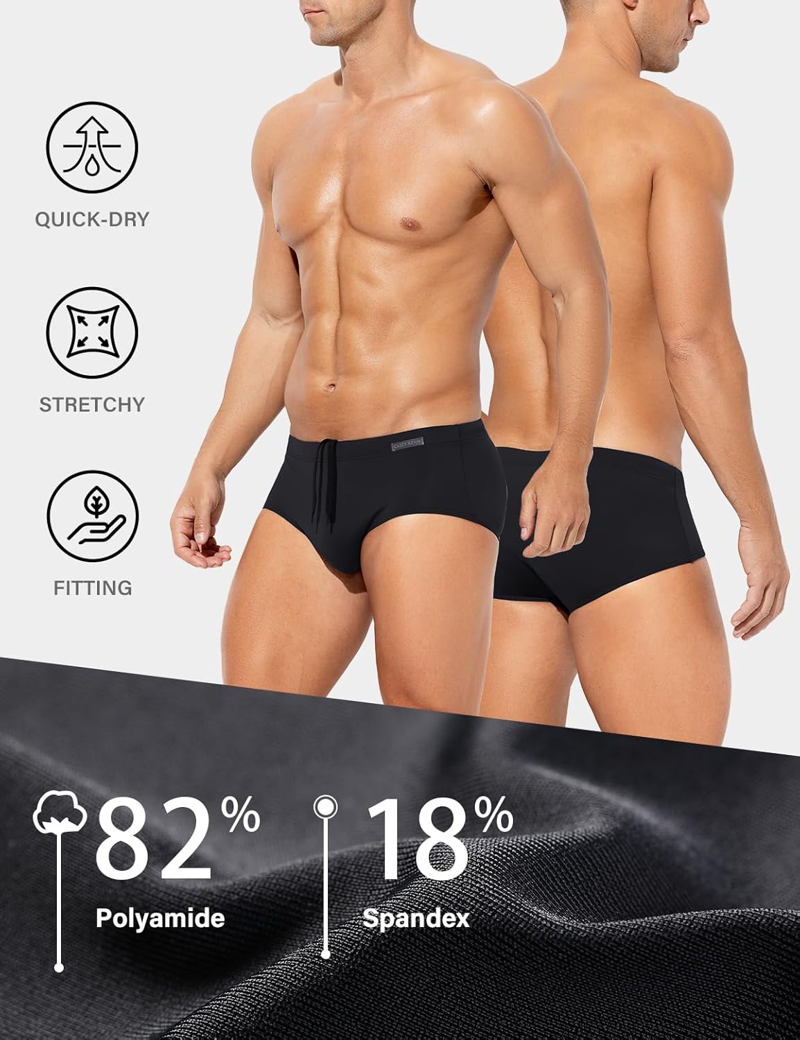 Casey Kevin Men's Classic Solid Swim Briefs Sexy Bikini Underwear Tan Through Full Coverage Swimwear - Image 4