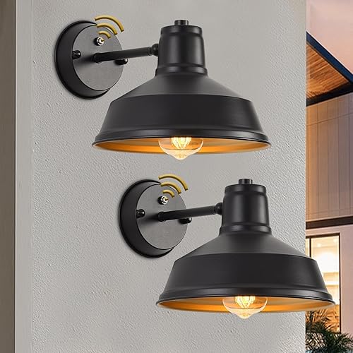 NICOLONOR Luces de granero al aire libre del atardecer al amanecer, lámpara de granja para exteriores con pantalla en ángulo ajustable, aplique de