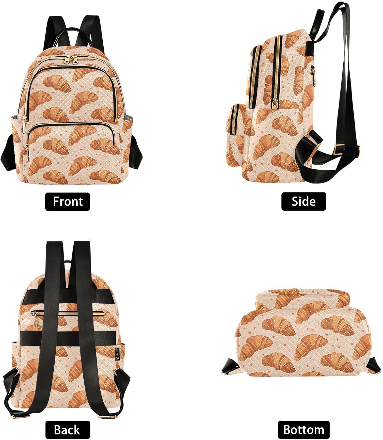 Cute Bread Stars Backpack Purse for Women Shoulder Bag Fashion Daypack Ladies Handbag Lightweight Travel Bag Rucksack
