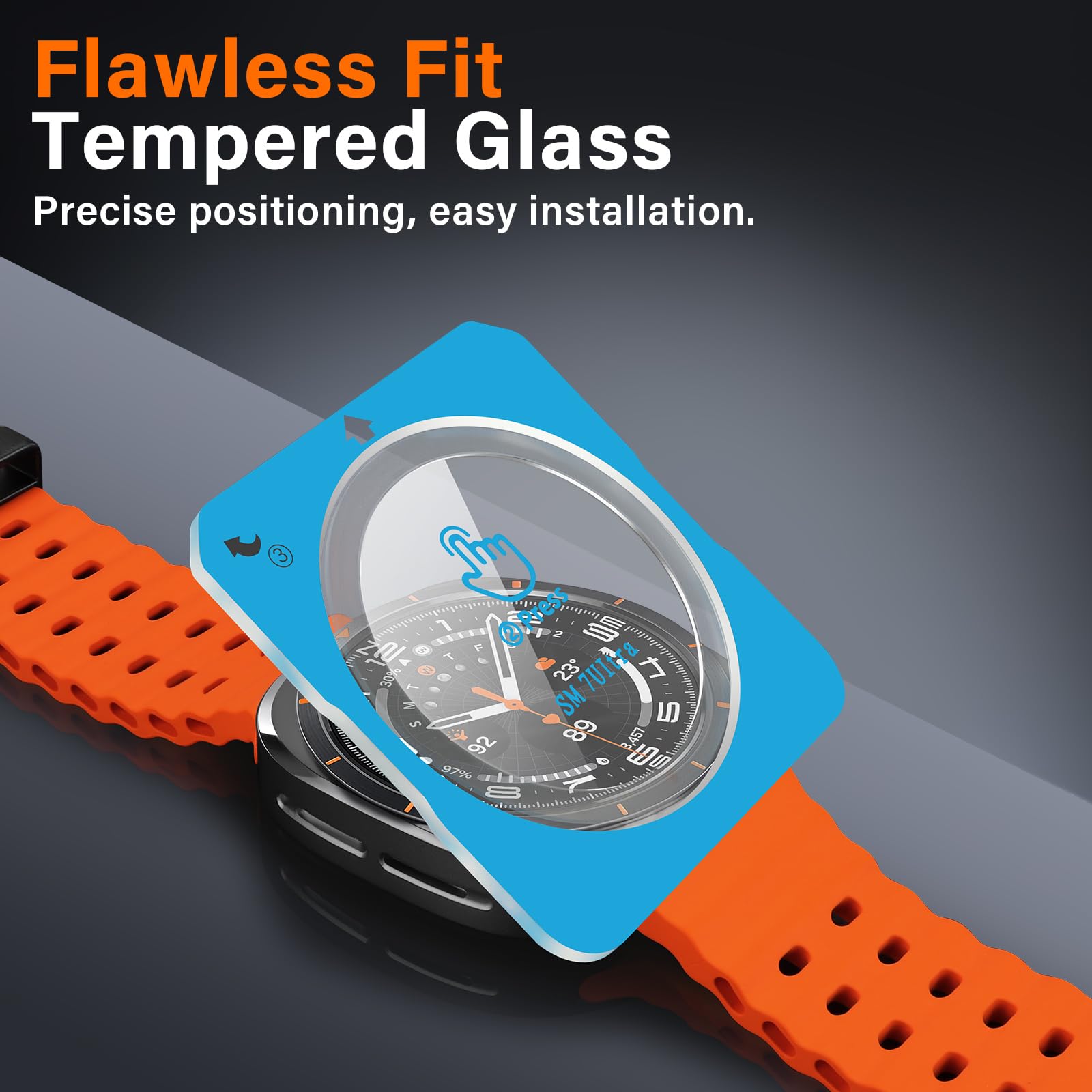 Amizee Numeryczna metalowa obudowa kompatybilna z Samsung Galaxy Watch Ultra/Ultra2 z osłoną ekranu 47 mm, twarda ultra cienka tylna obudowa zderzaka do Galaxy Watch 7/8 Ultra, srebrna