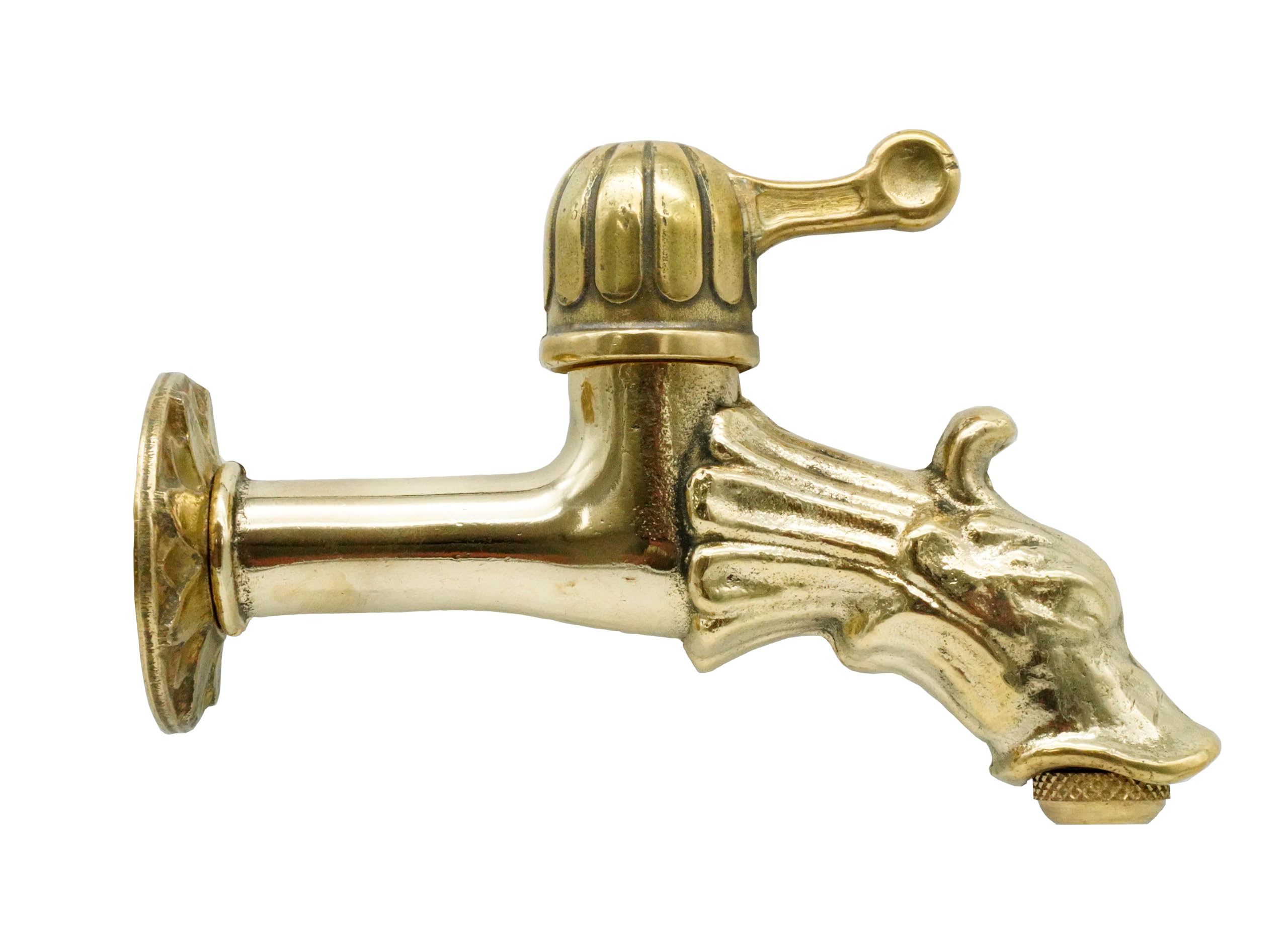 L'ARTISTICA F.LLI PERINCIOLI | Rubinetto Artistico a Passo Rapido con Rosone e Portagomma Attacco 1/2" M, Rubinetto in Ottone per Fontane a Colonna o Muro, 103x150mm