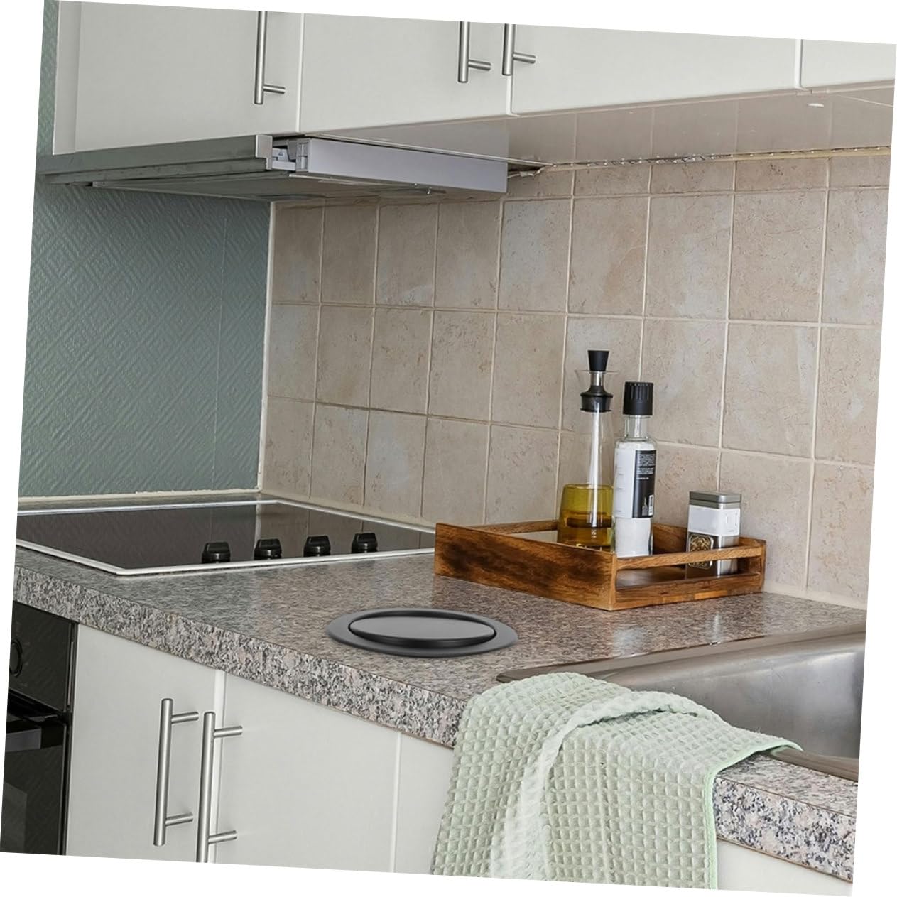 PRETYZOOM Tapa Empotrada Integración sin Costuras de Acero Inoxidable Diseño Simple y Elegante para Cubos de Basura de Cocina y Baño para Espacios Domésticos