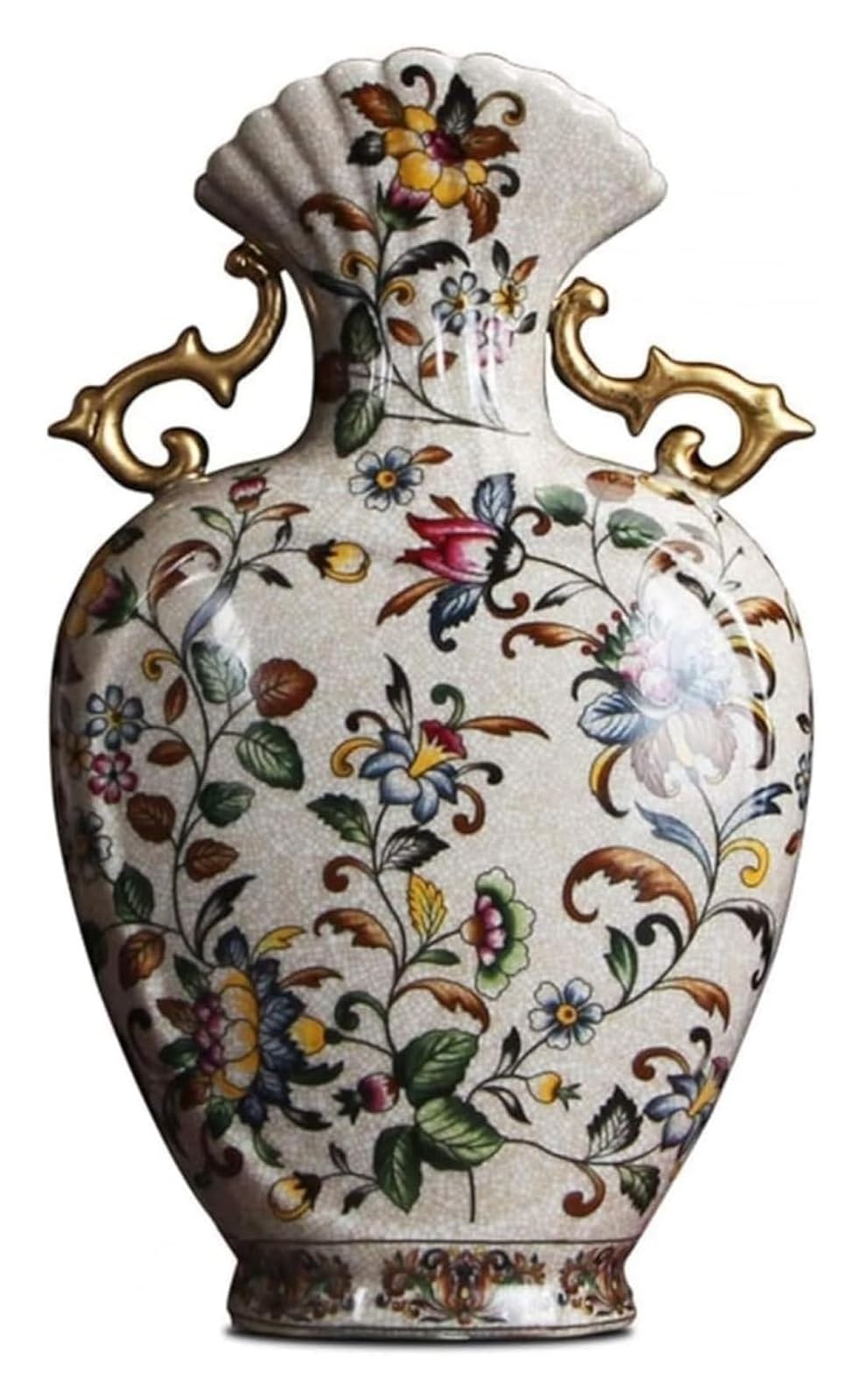asdchZen Vase Chinese Retro Double Ear Ceramic Vase Living Room Study Llassic New Chinese Vase Decoration 14.17 Inches High For Home, Office, Restaurant, Wedding Parties Deco Designed