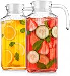 Fridge Pitcher – 60 OZ. Glass Water Fridge Pitcher with Lid by Home Essentials & Beyond Practical and Easy to use Fridge Pitcher Great for Lemonade, Iced Tea, Milk, Cocktails and More Beverages.