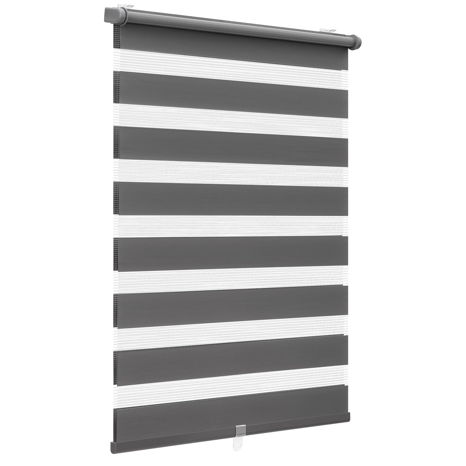 Sekey Doppelrollo Klemmfix ohne Bohren Doppelrollo Duo Rollo Schnurlos Rollo Faltrollo 40x100cm, Dunkelgrau