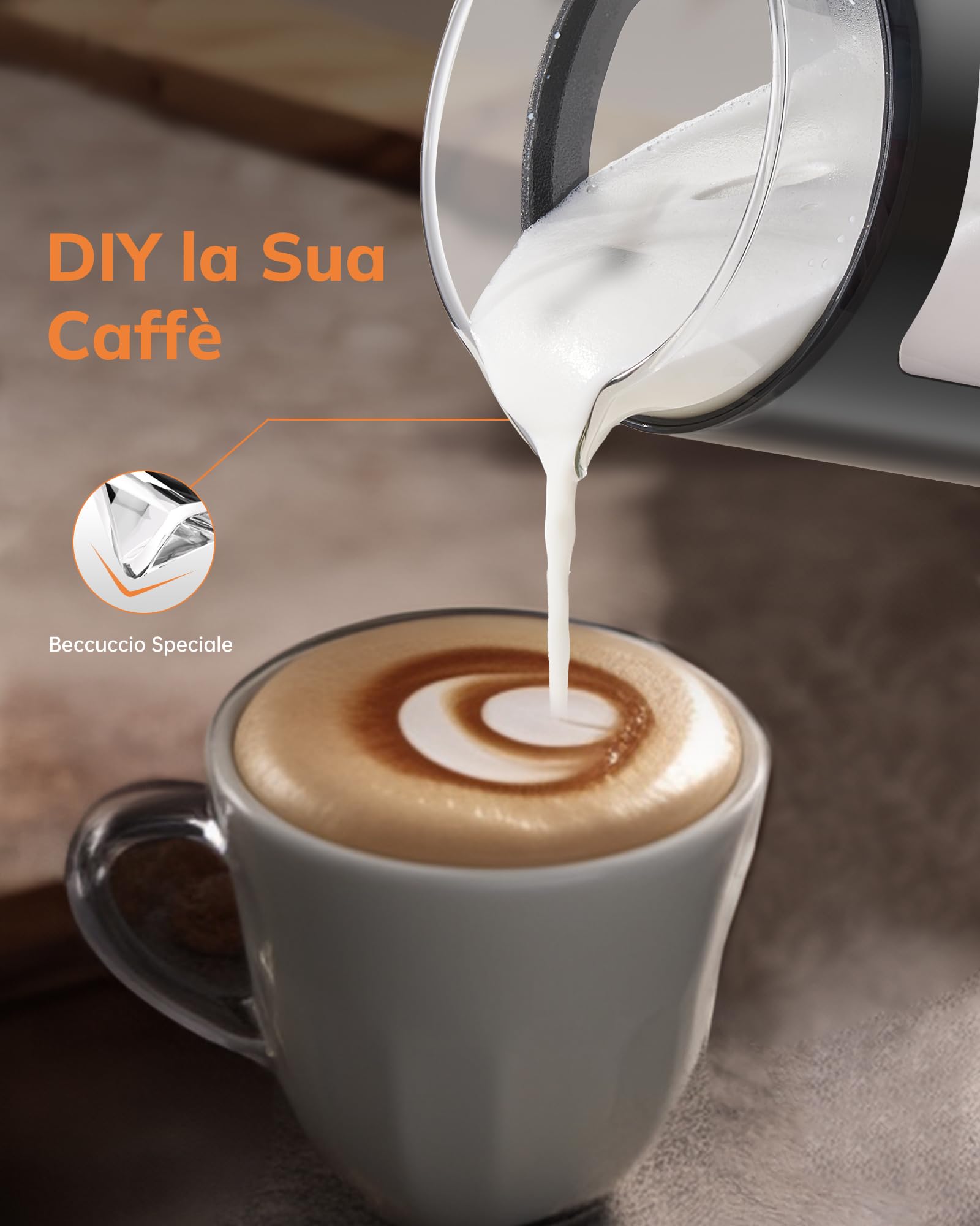 Morpilot Montalatte Elettrico, Montalatte Caldo e Freddo 4 in 1, 550 W 600 ml, Design Latte, Vetro di Visualizzazione, Spegnimento Automatico, Facile da Pulire