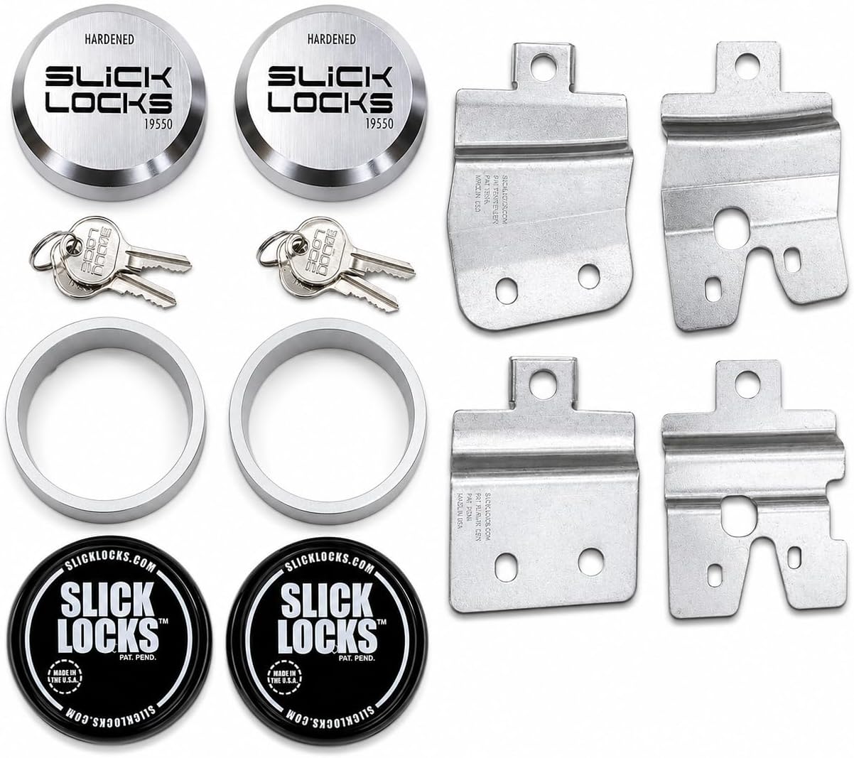 Slick Locks Chevy GMC Swing Door Kit Complete with Spinners, Weather Covers and Locks