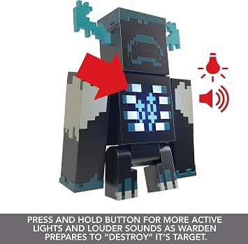 Mattel Minecraft Toys Warden Action Figure with Lights، Sounds and Accessories، Gift for Kids