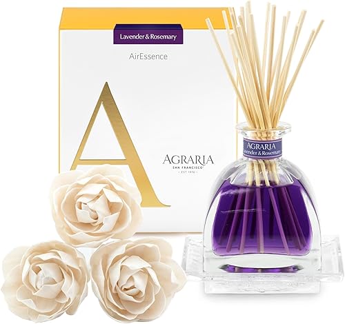 Agraria AirEssence - Juego de difusor de flores y varillas hecho a mano, fragancia botánica para el hogar, difusor de aceite perfumado, para todas