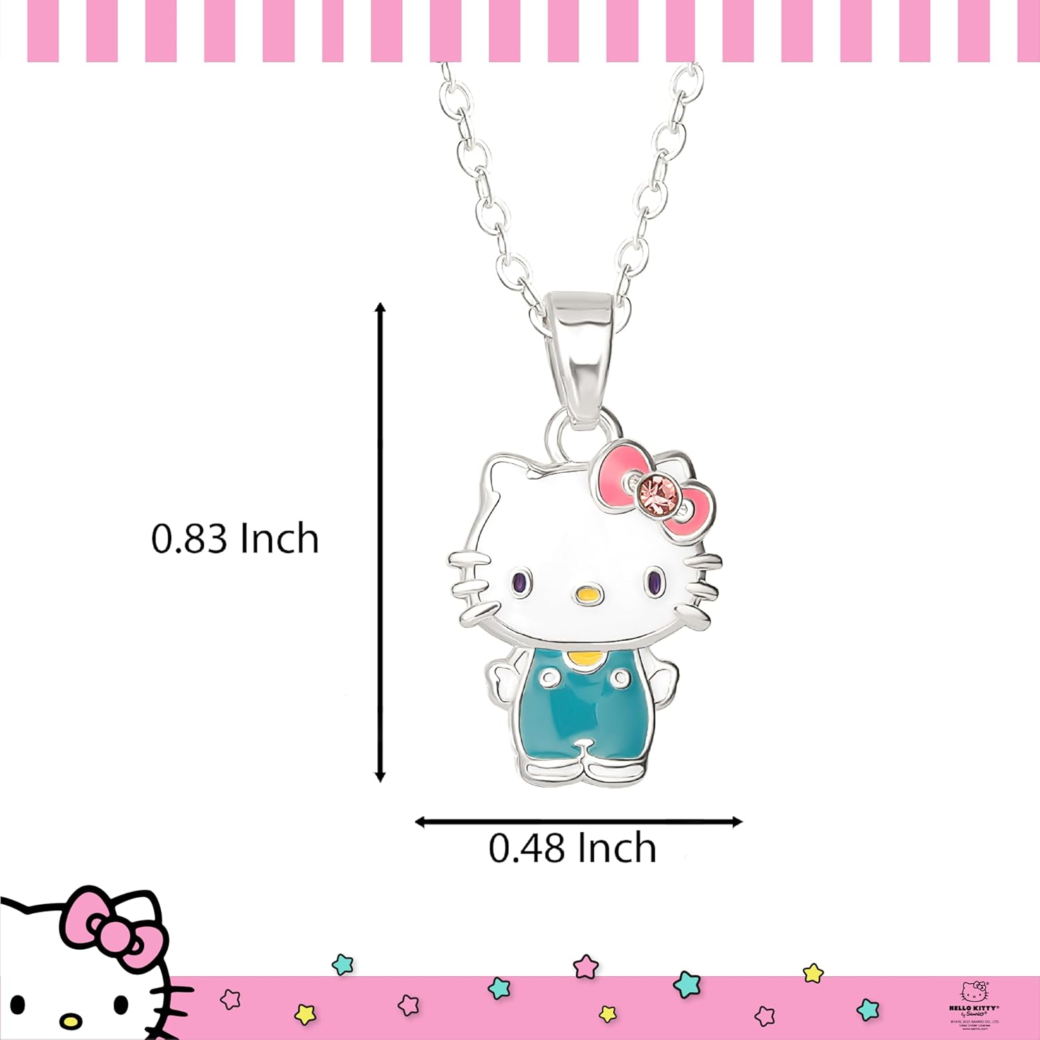 Hello Kitty Sanrio Women's Kuromi Necklace Collection – Silver and 18kt Flash-Plated with Crystal & Enamel Pendants, Officially Licensed - Image 3