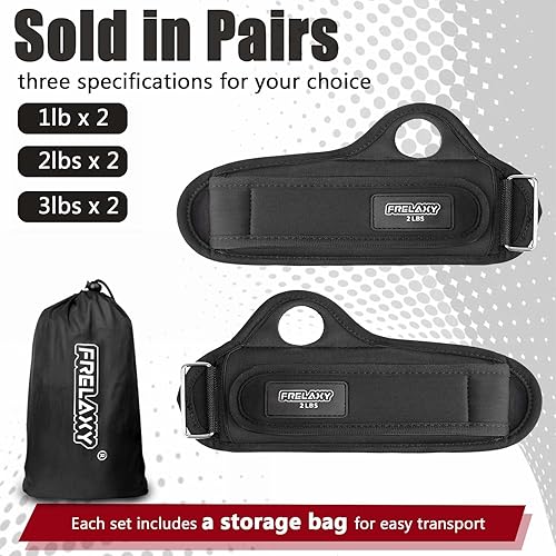 Miniatura 6 de Frelaxy Pesas de muñeca con trabillas para el pulgar para hombres y mujeres, 1 libra, 2, 2 libras, 2 libras, 3 libras, 2 pesas de tobillo, guantes