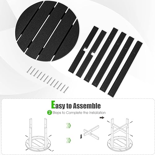 Miniatura 7 de Tangkula Mesa auxiliar redonda para exteriores, mesa Adirondack de polietileno de alta densidad resistente a la intemperie, mesas auxiliares para