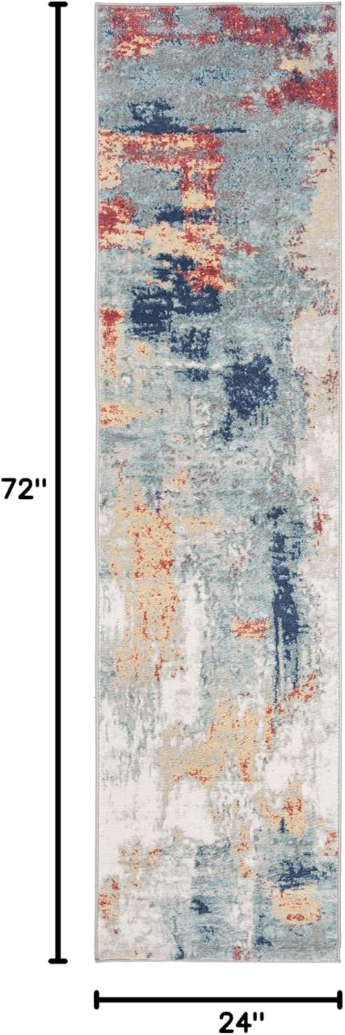 SAFAVIEH Jasper Collection Runner Rug - 2' x 6', Grey & Red, Modern Abstract Design, Non-Shedding & Easy Care, Ideal for High Traffic Areas in Living Room, Bedroom (JSP101C)