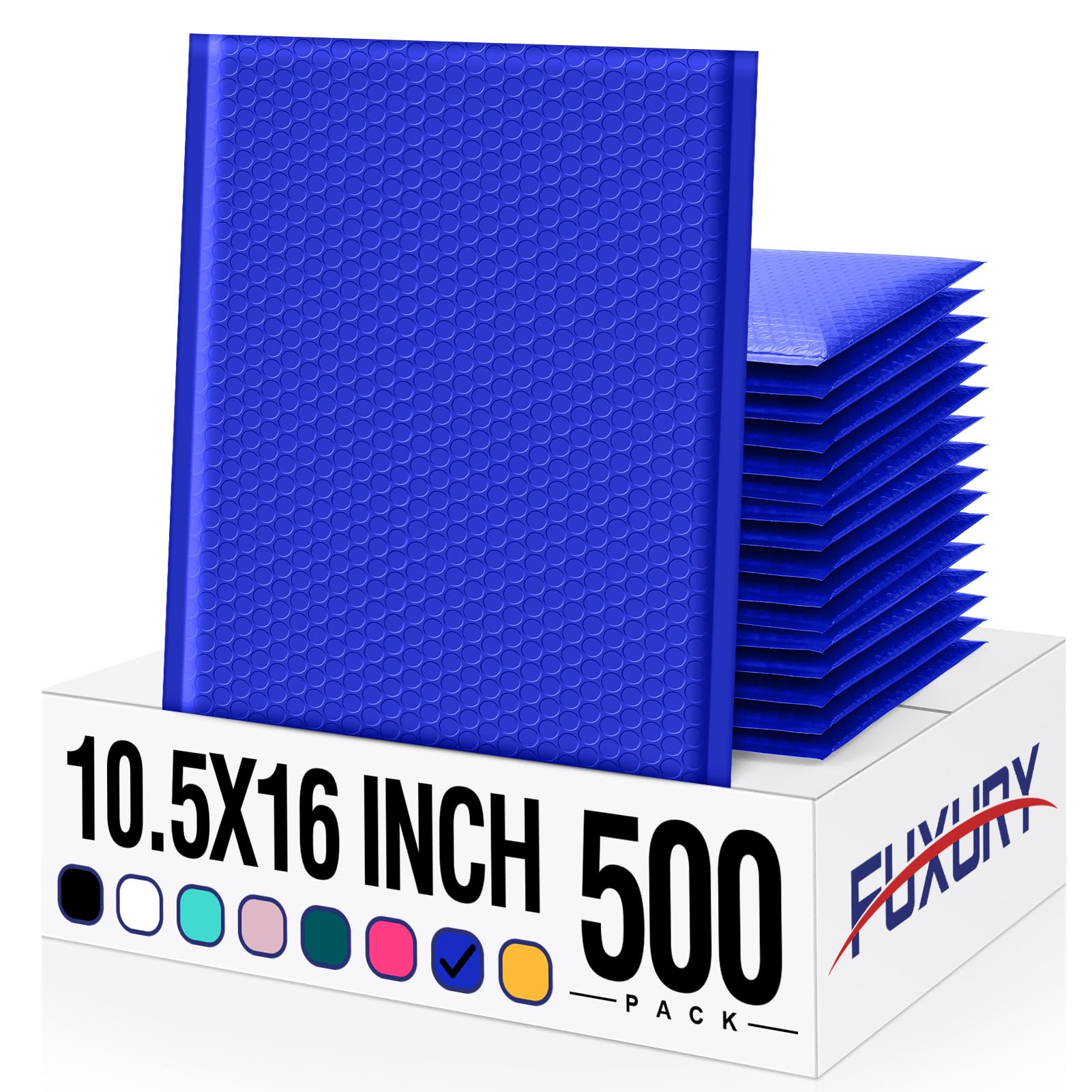 Fuxury Large Bubble Mailers 10.5x16" 500 Pack Royal Blue Padded Envelopes