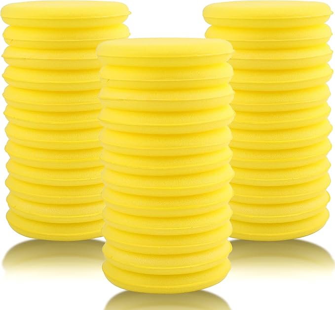 Fasmov 36 Pack 4" Foam Applicator Pads, Super Soft Car Cleaning Yellow
