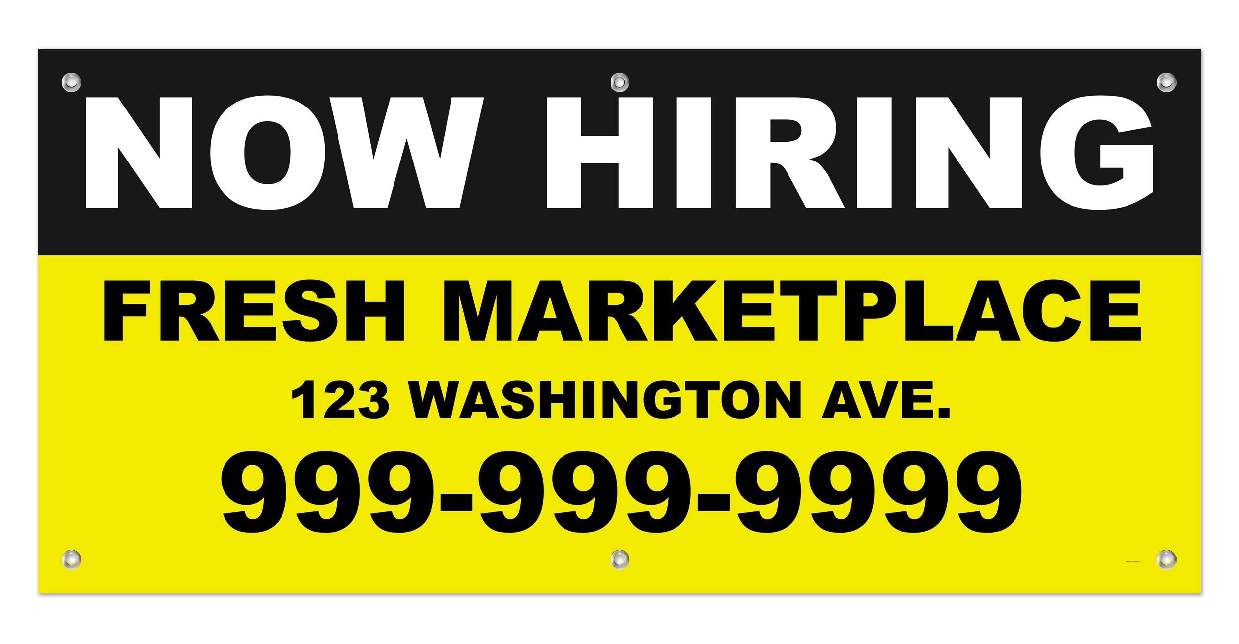 Custom Business Name Address Phone Number Now Hiring 24