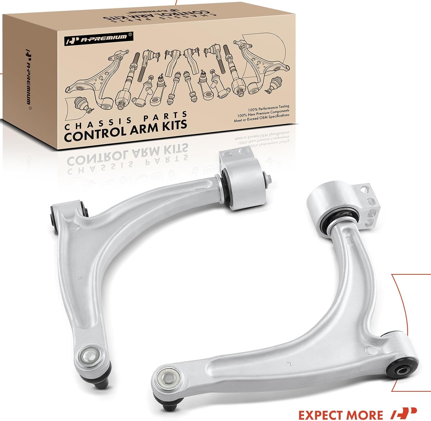 A-Premium 2 x Front Lower Control Arm, with Ball Joint & Bushing, Compatible with Chevy Malibu 2004-2012, Pontiac G6 2005-2010, Saturn Aura 2007-2009