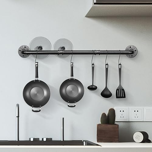 Miniatura 5 de NearMoon Toallero industrial de tubería, accesorio de toallero de baño resistente, montaje en la pared, soporte para toallas de baño de hierro