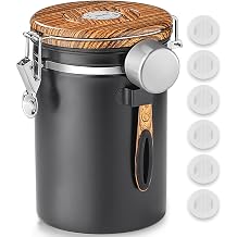 1800ml Coffee Canister Coffee Bean Storage Airtight Containers Stainless Steel Kitchen Food Storage Container with Date Tracker and Scoop for Ground coffee, Beans, Tea, Sugar, Flour, Cereal