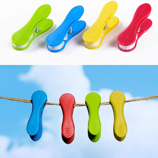 ANGMLN 60 Pieces Soft Clip Non Slip Laundry Clothes Pegs for Washing Line Multicolor Strong Clothes Pegs for Home (Green-white/Yellow-white/Blue-white/Purple-white)