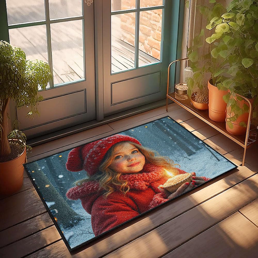 Tapis rétro enfant forêt enneigée ravive l'ambiance chaleureuse