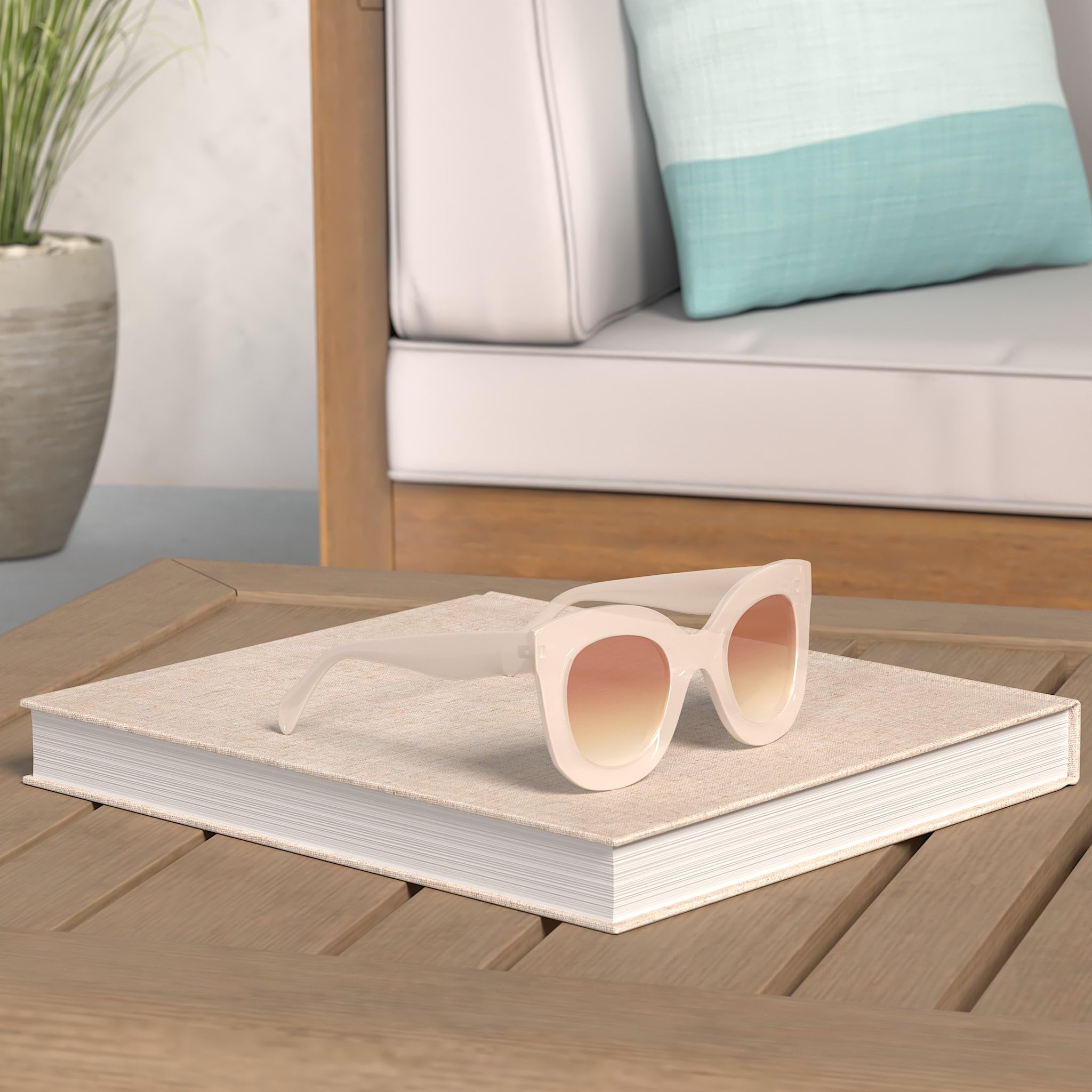 FEISEDY Retro Oversized Square Horn Sunglasses Semi Cat Eye Butterfly Glass Big Thick Bold Frame B2572