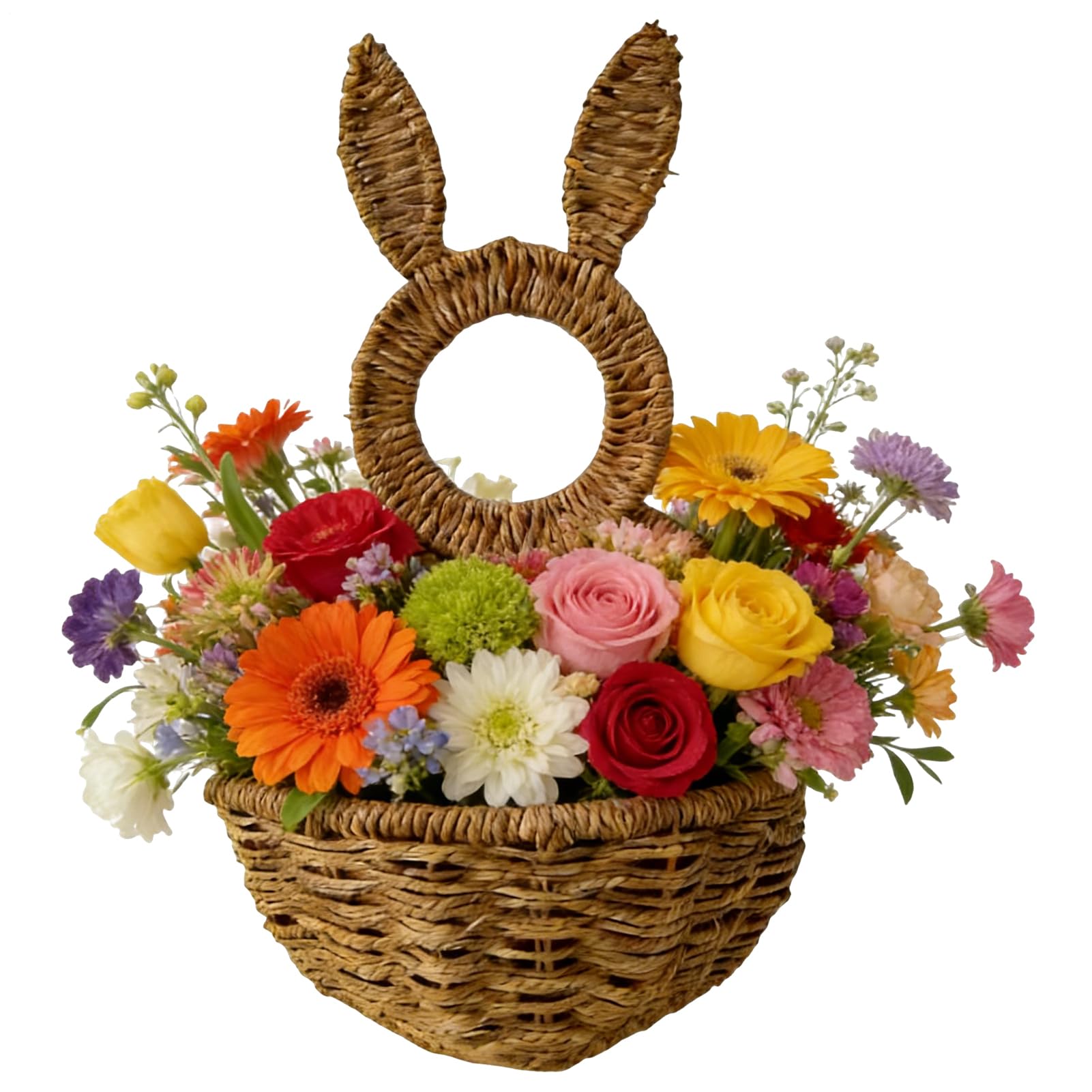 Panier en osier de Pâques avec poignée pour décoration murale de salon et entrée
