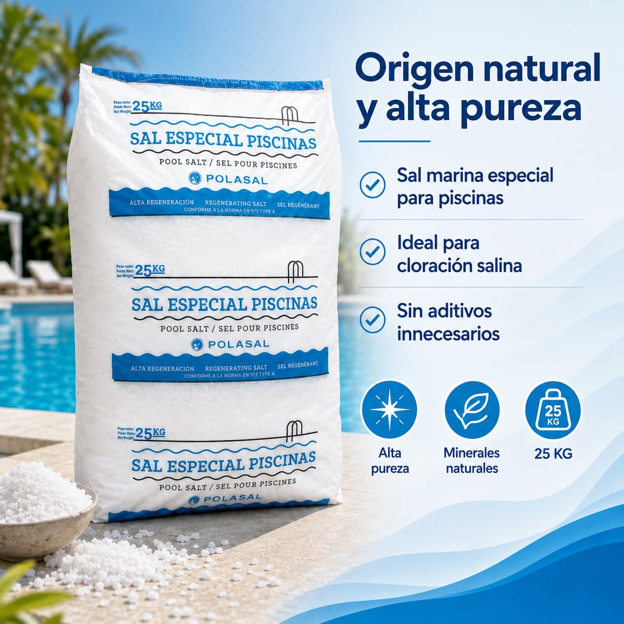 Sal Marina Piscinas CLORACIÓN Salina Saco de 25 kg