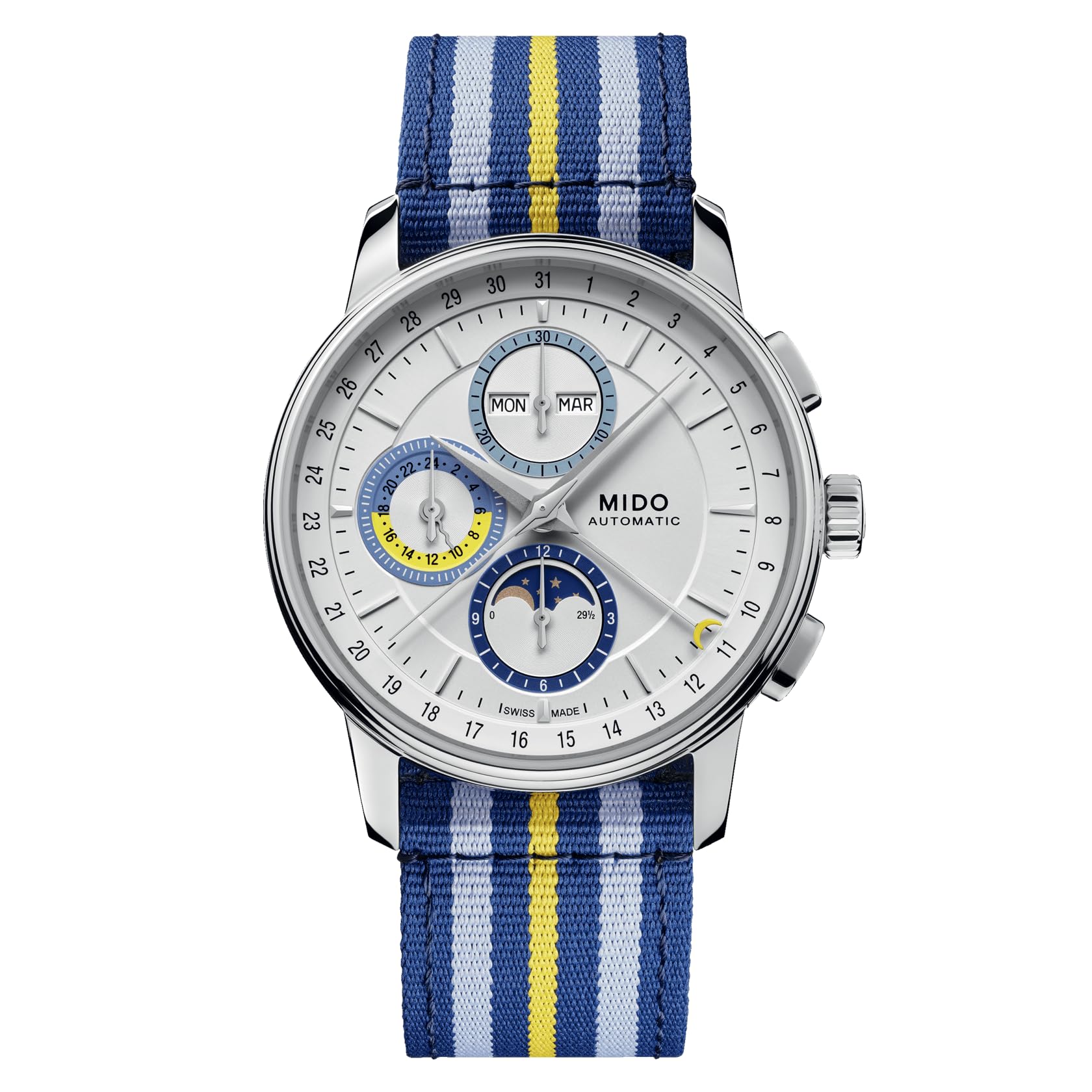 MIDO Baroncelli Chronograph Moonphase Silver Dial 42mm Automatic Watch