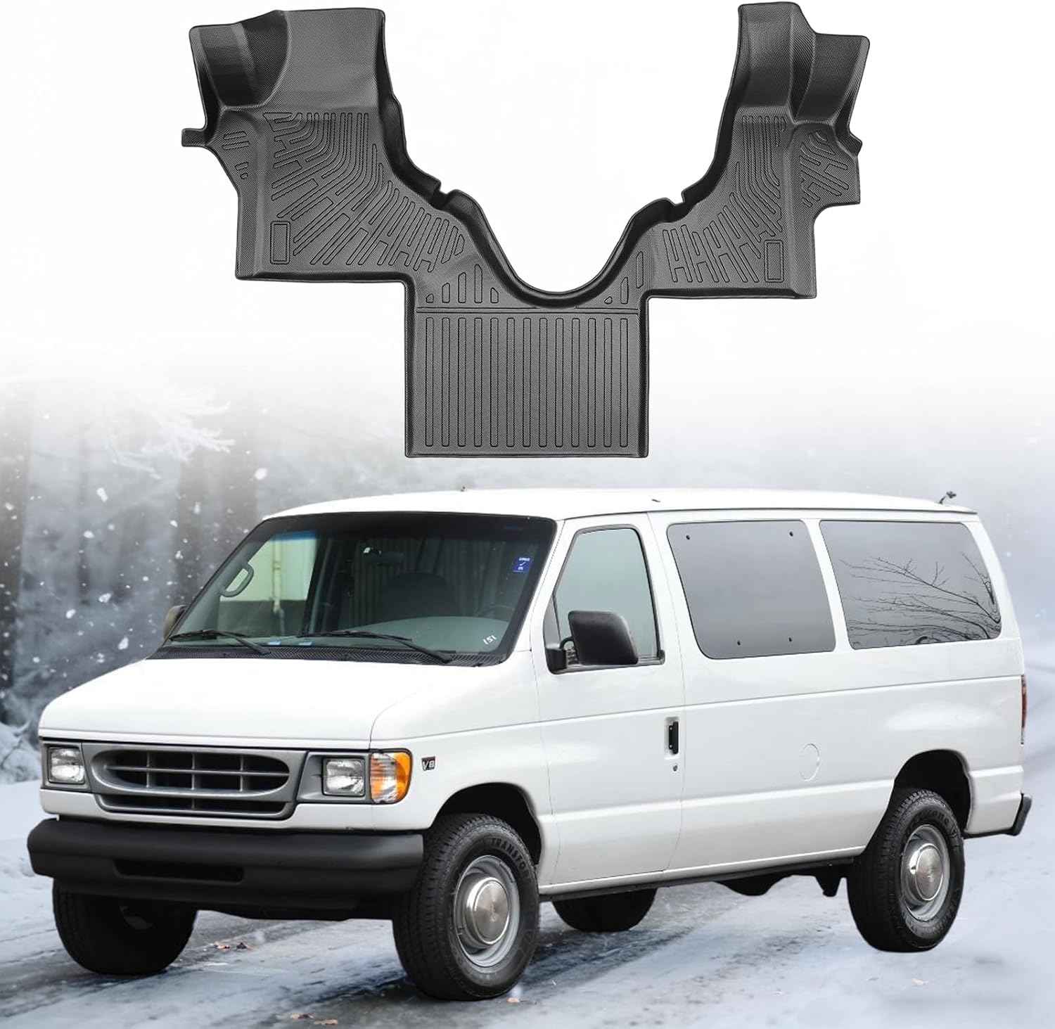 Floor Mats Fit for Ford Econoline/E-Series E150/E250/E350/E450 2007-2025,All Weather Protection TPE, Anti-Slip Floor Mats for Ford Econoline/E-Series Accessories