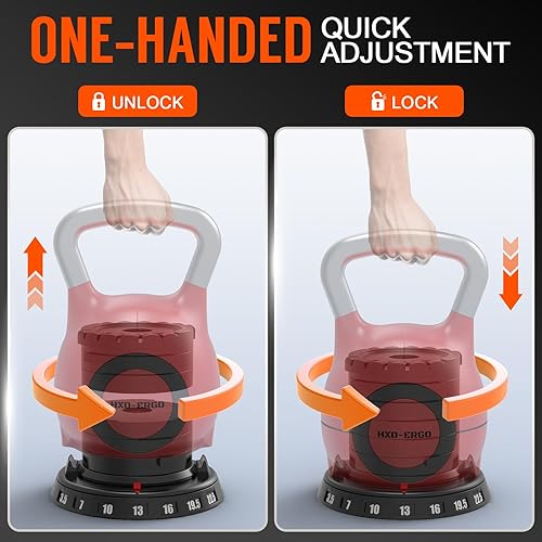 Miniatura 3 de HXD-ERGO Adjustable Kettlebell Weight Set-Quickly Adjusts Weights, Comfortable Grip, Ergonomic Kettlebell Sets For Home Gym