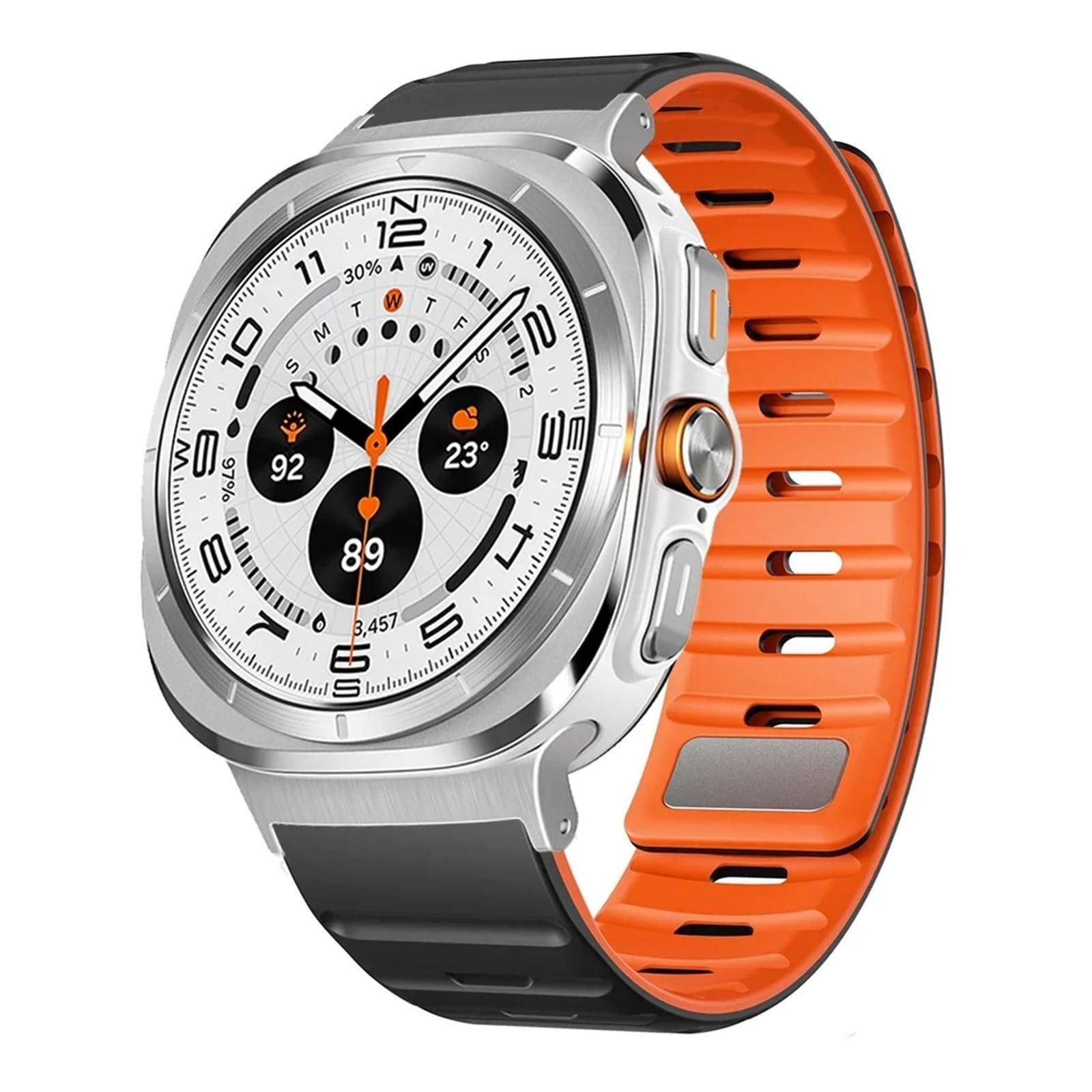 JDIME Cinturino magnetico per Samsung Galaxy Watch Ultra 47mm Cinturino in morbido silicone da uomo per Samsung ultra 7 ULTRA 47MM Bracciale sportivo Cinturini Correa(Silver black)