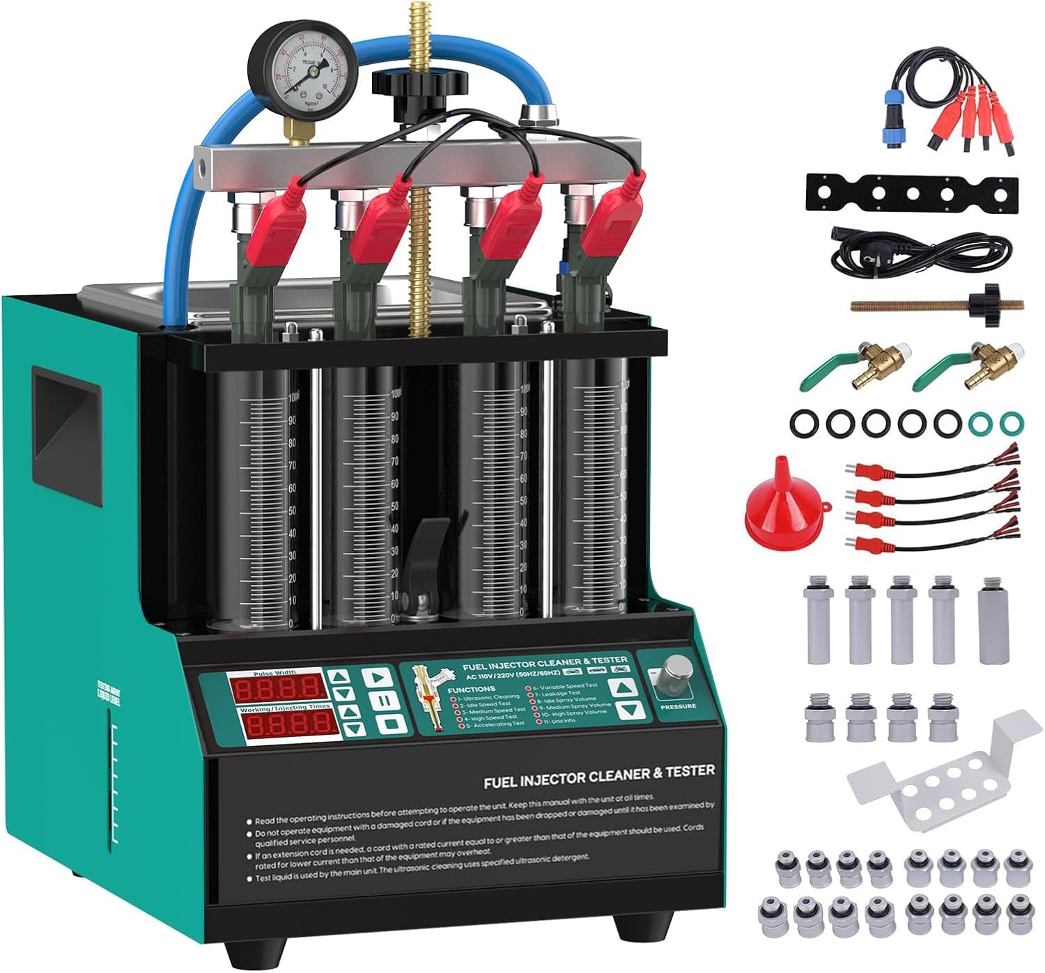 220V Ultrasonic Injector Testing - Nettoyeur d'injecteurs de véhicules Automobiles avec indicateur LED Automotive 4 Cylindric Injector Cleaner Test for Cars Motorcycles