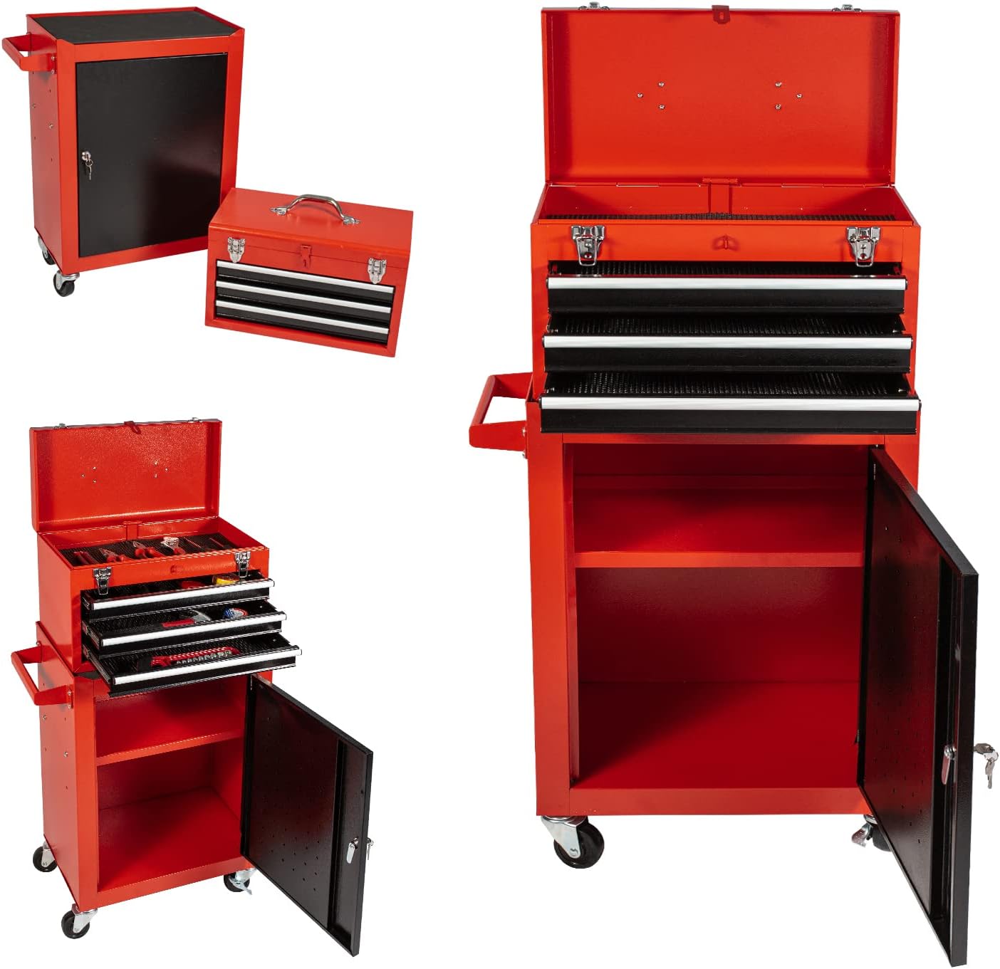 3Drawer Big Rolling Tool Chest Organizers,High Capacity Removable Tool Storage