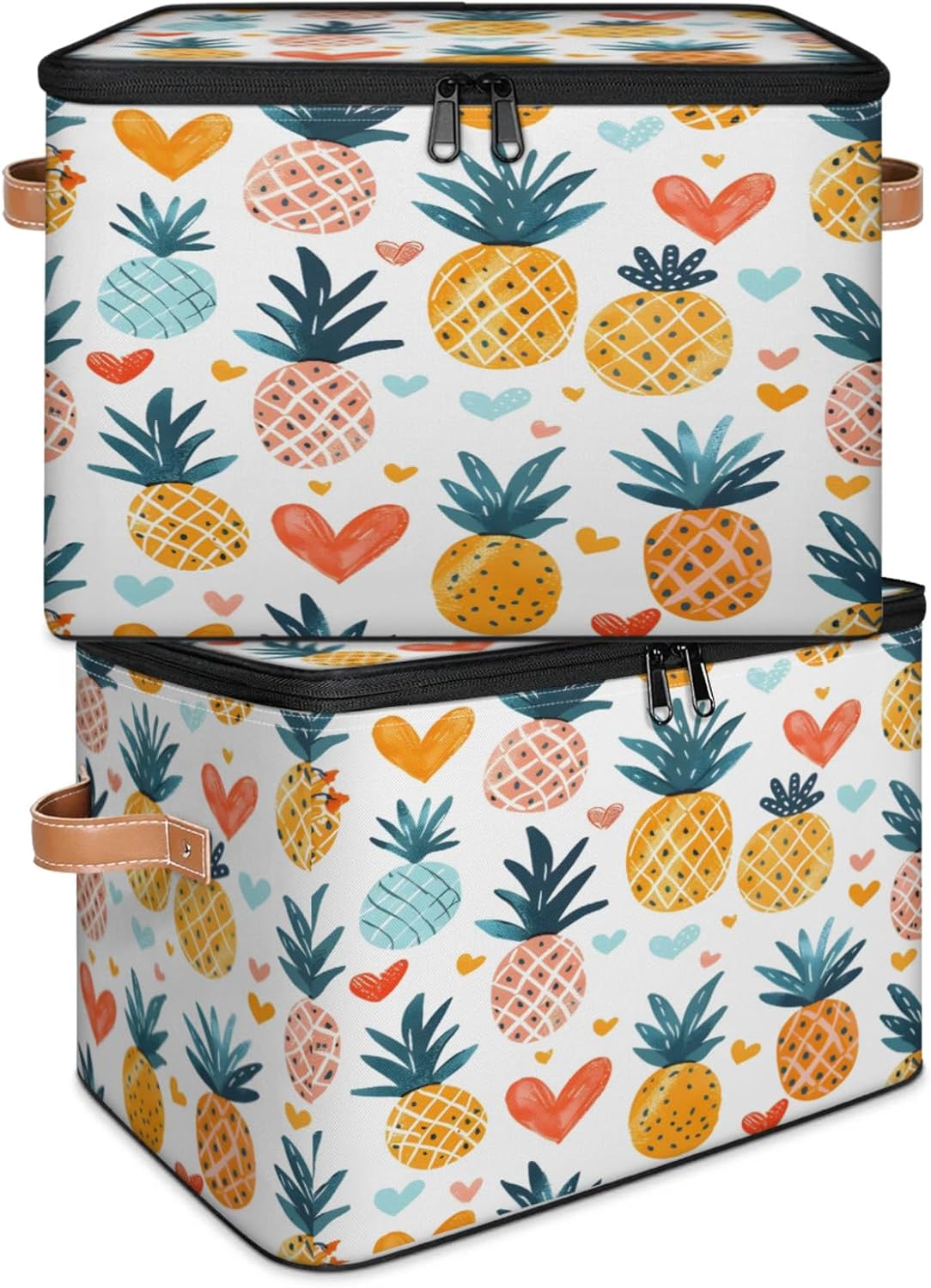 2-Pack Storage bins with lids - 26 quart organizer bins - Collapsible fabric storage bins with sturdy handles and double zipper tops - Versatile for home, toys, dorm rooms