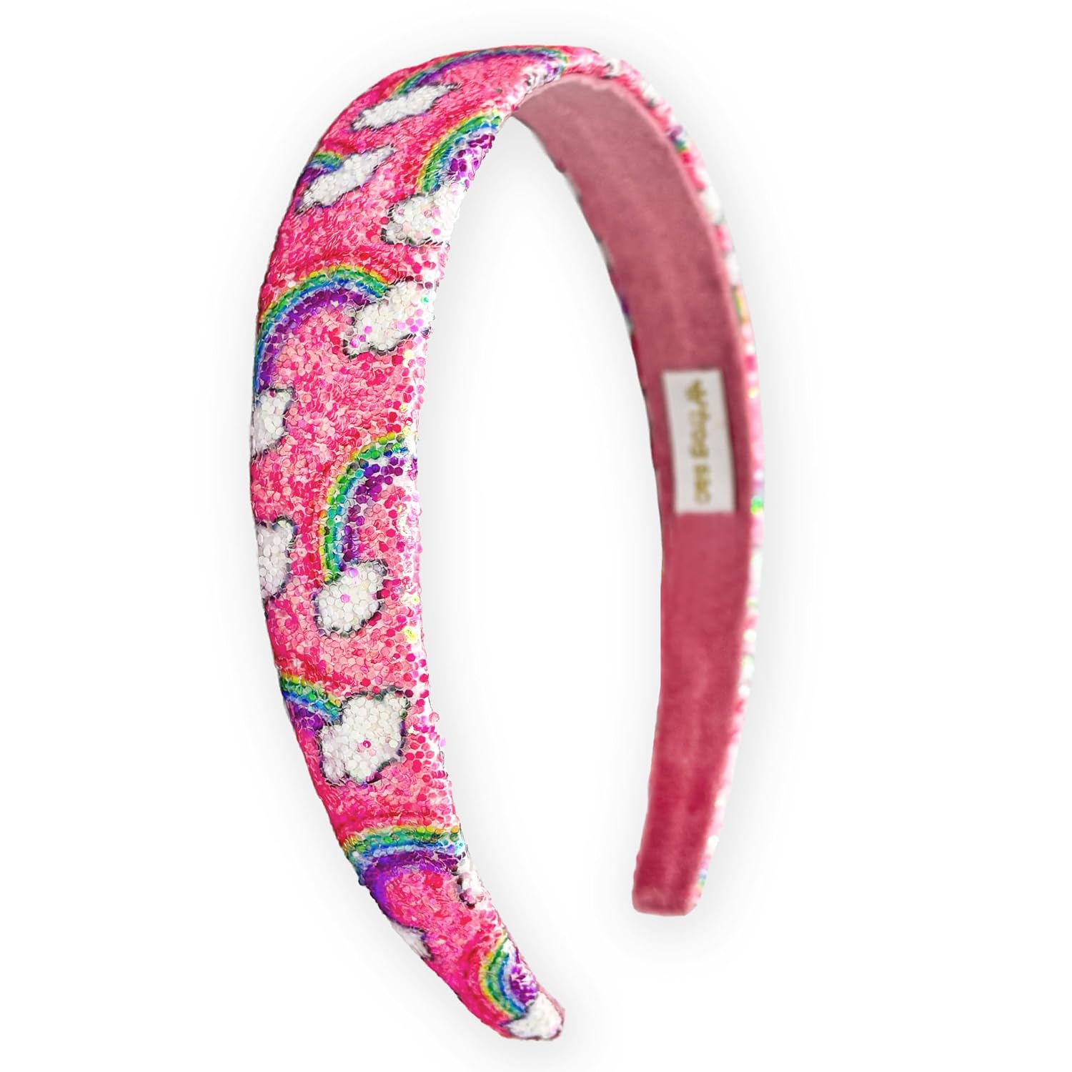 FROG SAC Rainbow Glitter Headbands for Girls, Sparkly Head Bands for Kids, Sparkle Girl Hair Accessories, Cute Hair Bands (Pink)