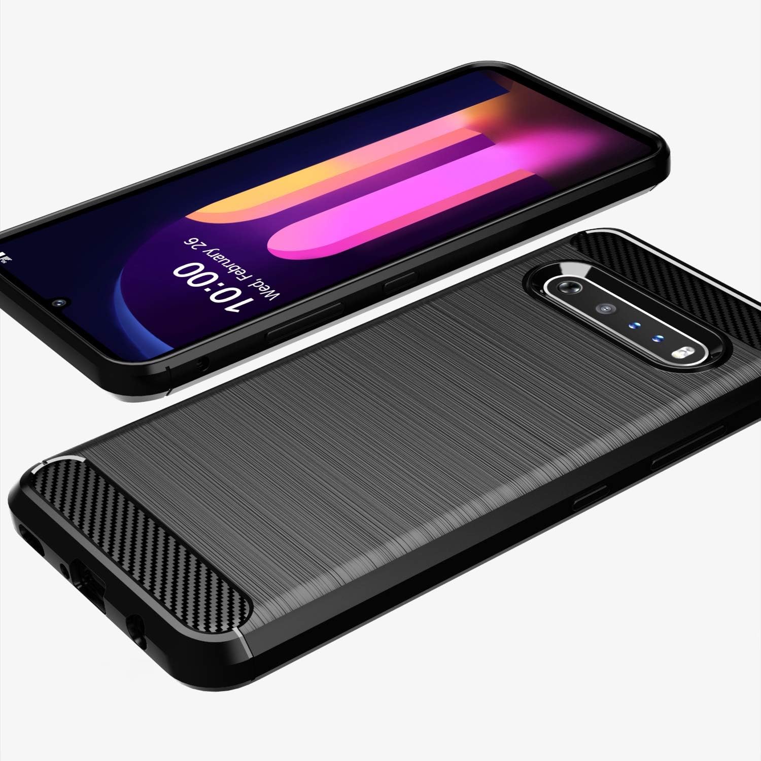 Osophter for LG V60 ThinQ Case,LG V60 Case Shock-Absorption Flexible TPU Rubber Full-Body Protective Phone Cover for LG V60 ThinQ(Black)