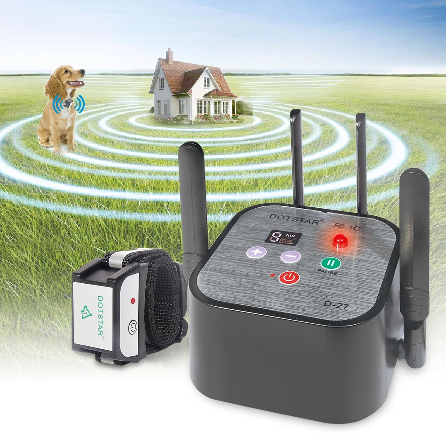Wireless Dog Fence 2026 Newest Intelligent Pet Electric Containment System | Low Battery AI Smart Alarm, Dog Out of Range Reminder, Display Receiver Battery Level, Rechargeable Waterproof Dog Fence