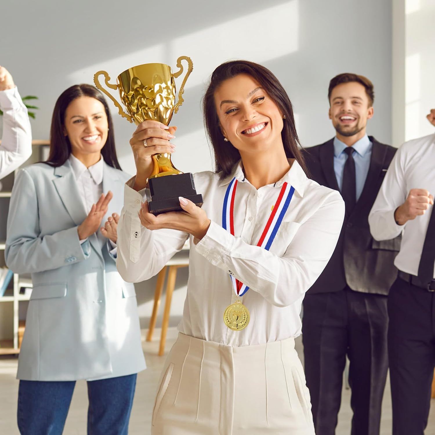 Quelay Gold Award Medals 2 Inch 1st Place Metal Winner Award Medals with Neck Ribbons Prizes for Participation Competitions for Soccer Baseball Basketball Golf