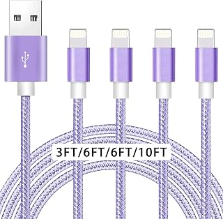 iPhone Charger, [Apple MFi Certified] 4pack iPhone Lightning Cable Apple Phone Charger iPhone Charging Cable Nylon Braided Compatible with iPhone 14/13/12/11 Pro/11/XS MAX/XR/8/7/6s-Purple