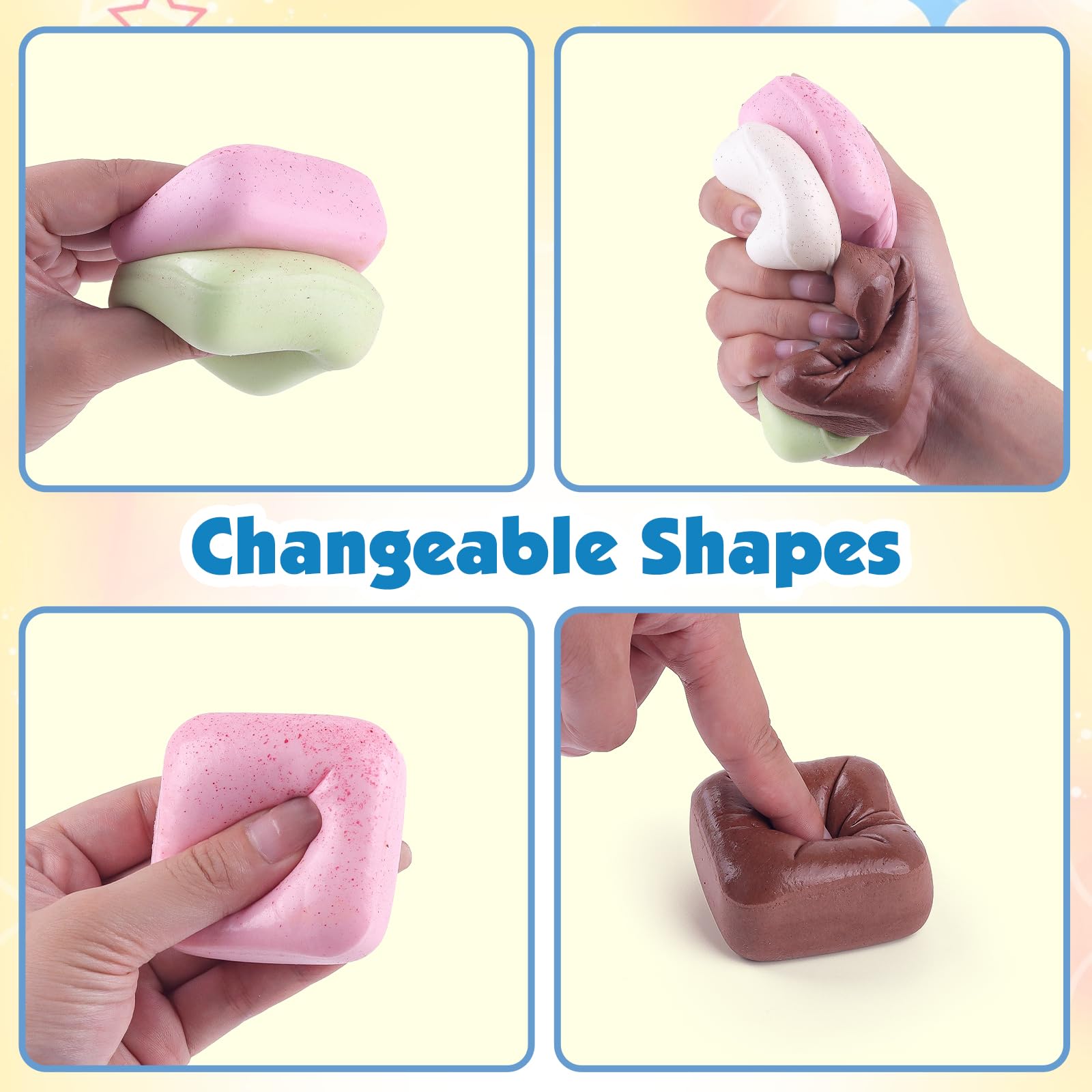 Anboor 4 sztuki powoli rosnącej pianki Squishy dla dzieci, masło hawajskie mochi, zabawka do piszczenia, słodka, olbrzymia zabawka piszcząca
