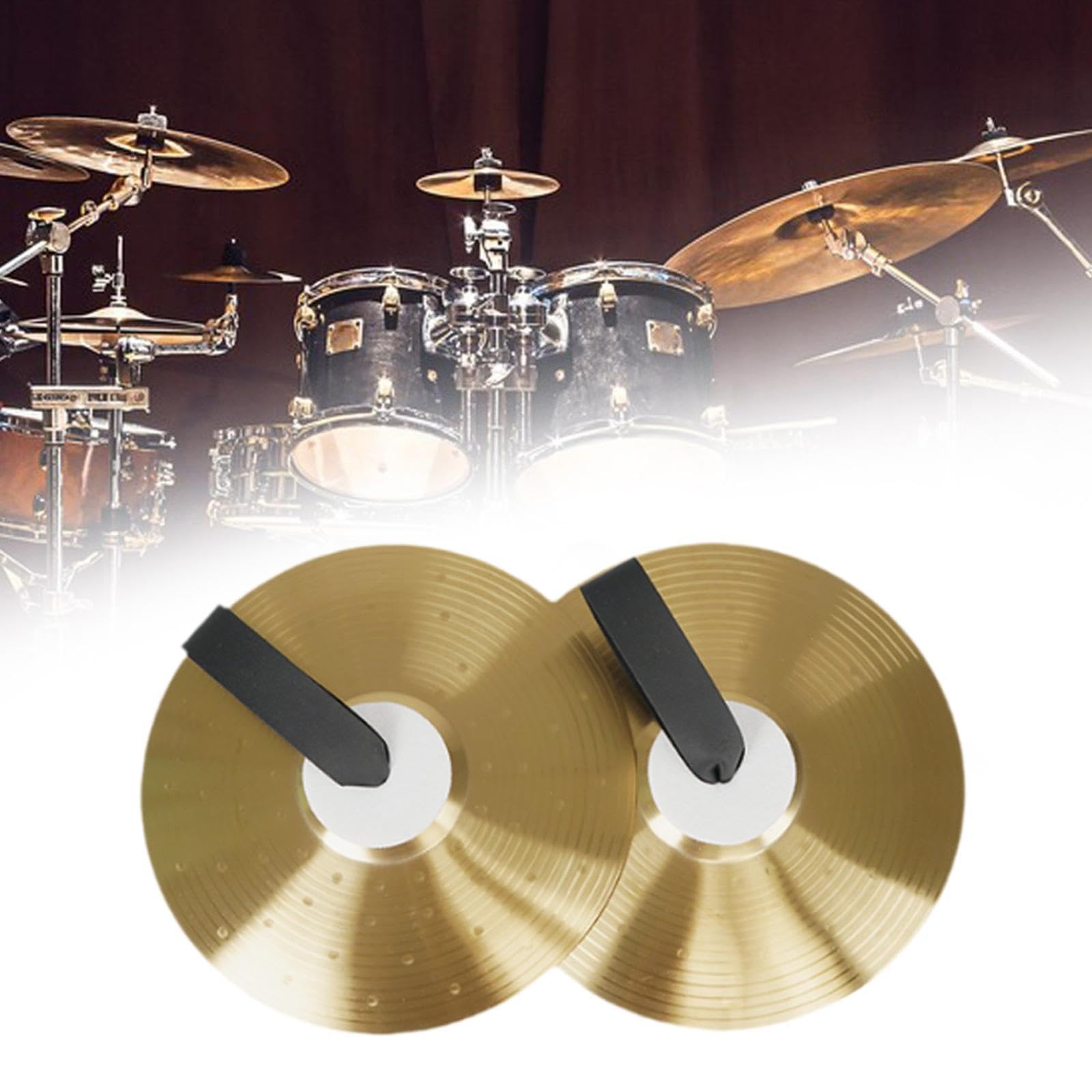 1 Par Platillos para Batería Platillos Aleación Platillos Crash Percusión Instrumentos Ligero con Correa Adecuado para Apartamento, 18 pulgadas