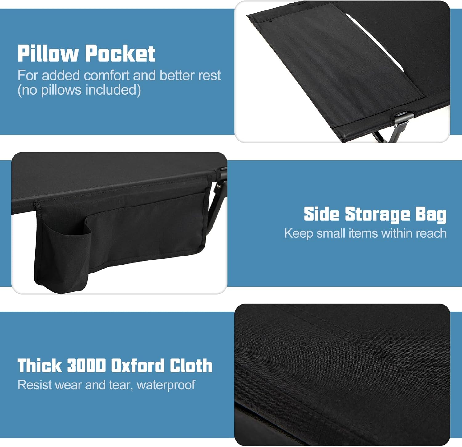 GYMAX Ultralight Camping Cot for Adults, Portable Folding Camping Bed w/Side Pocket, Carry Bag, Compact Sleeping Cot for Outdoor Backpacking Travel Hiking Mountaineering Home Beach, Supports 330 LBS