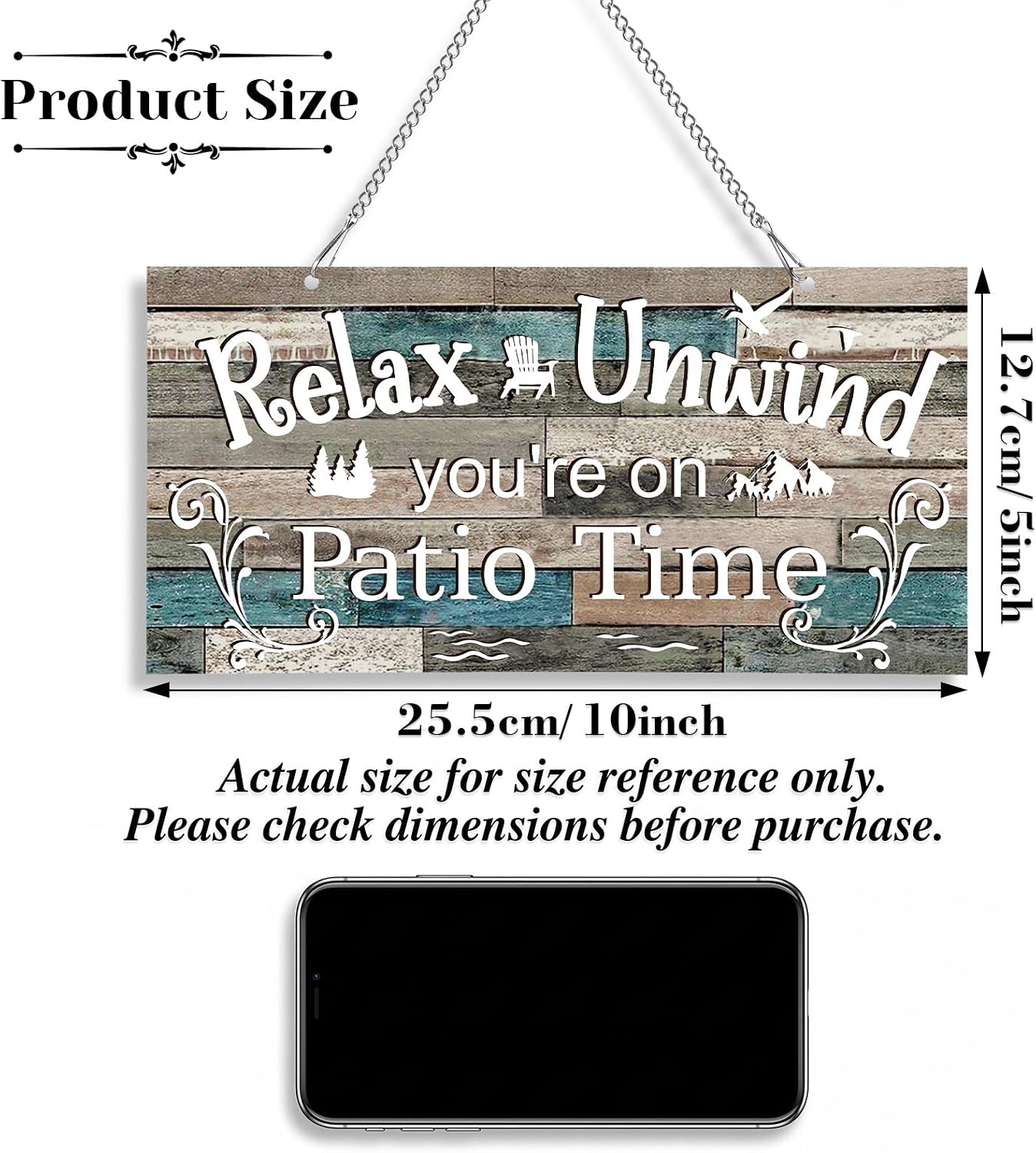 Hotop Metal Patio Decor Sign Vintage Outdoor Wall Decorations,10 x 5,Vivid
