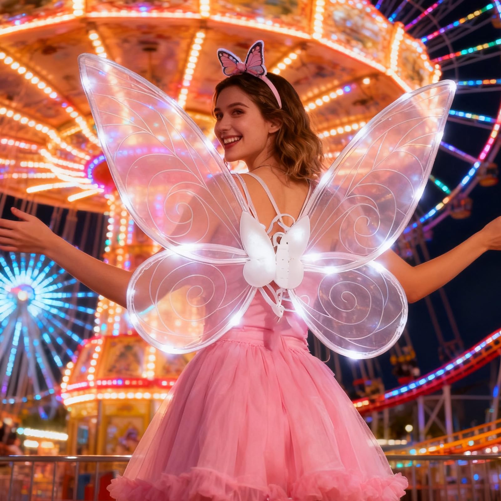 Ailes De Fée Papillon Lumineuses LED Pour Filles Et Adultes - Costume Fée Halloween Cosplay