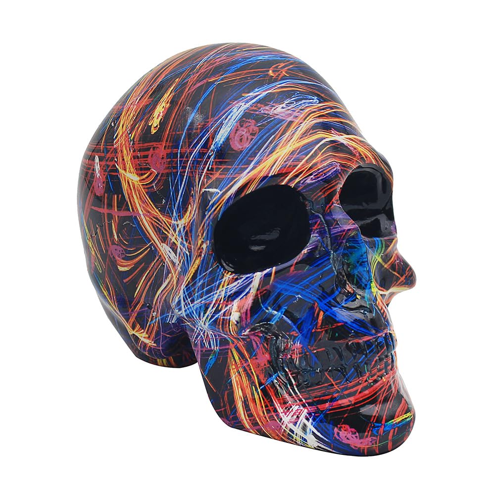 Black Supernova Skull Small Splash Abstract Art Head Figurine Home Decoration