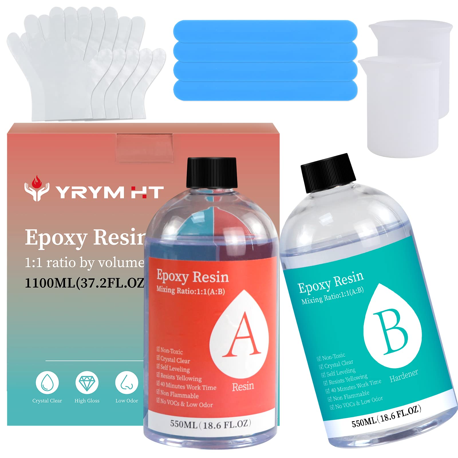 Buy YRYM HT Crystal Clear Epoxy Resin Kit 37.2 OZ Casting Resin Clear