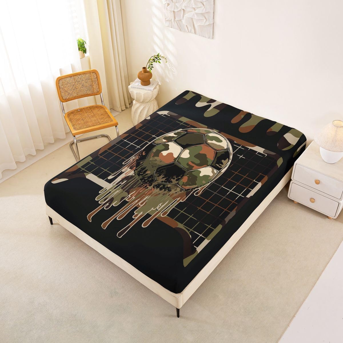 Erosebridal Camo Football Goal Kids Bedding Set Full 3 Pcs