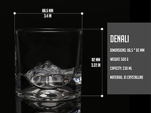 Miniatura 4 de LIITON Denali Mountain - Juego de 2 vasos de whisky de cristal pesado, vaso grueso de borbón congelable de 1 libra cada uno, regalos de whisky